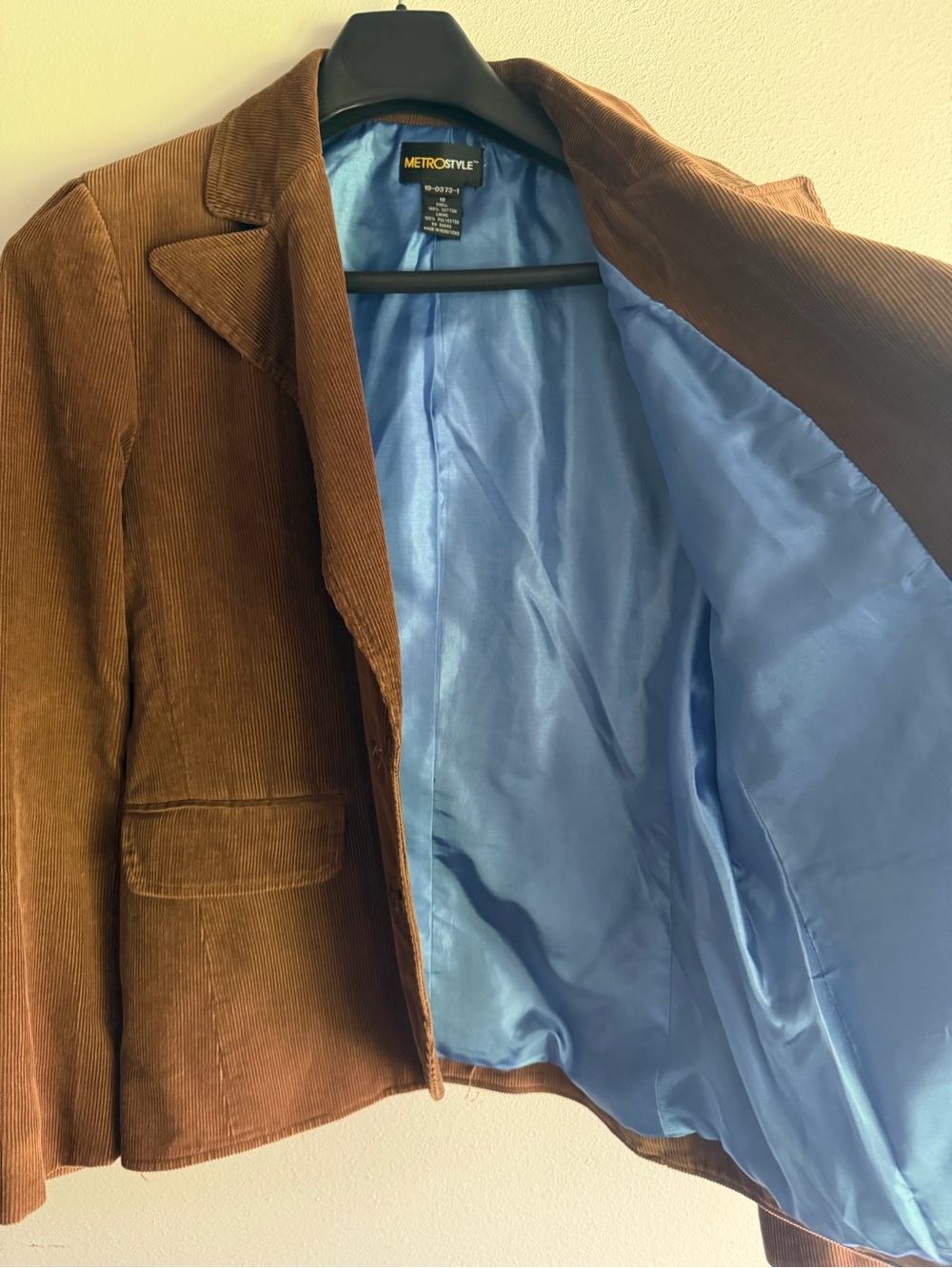 Metrostyle Brown Corduroy Jacket with Blue Lining - Picture 4 of 7